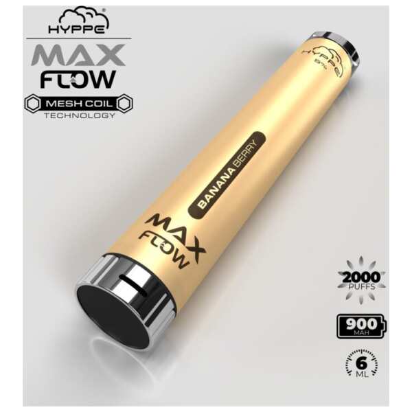A Banana Berry Hyppe Max Flow banana berry flavor e-liquid by Vape4Less.