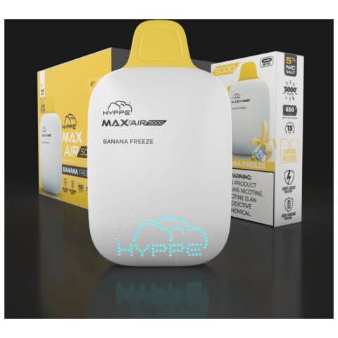 A Banana Freeze Hyppe Max AIR e-liquid vape by Vape4Less.