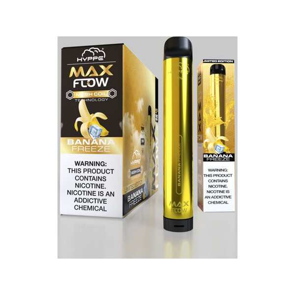 A Banana Freeze Hyppe Max Flow banana freeze flavor e-liquid by Vape4Less.