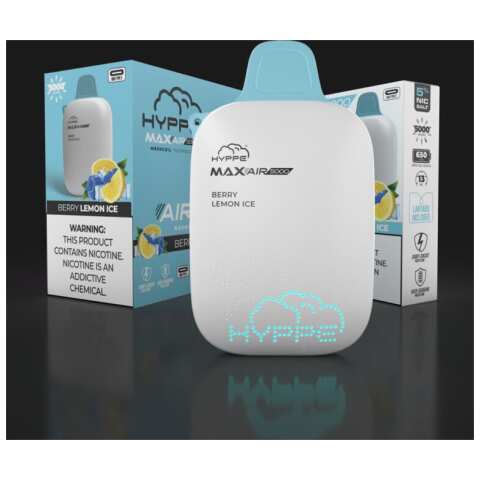 A Berry Lemon Ice Hyppe Max AIR e-liquid vape by Vape4Less.