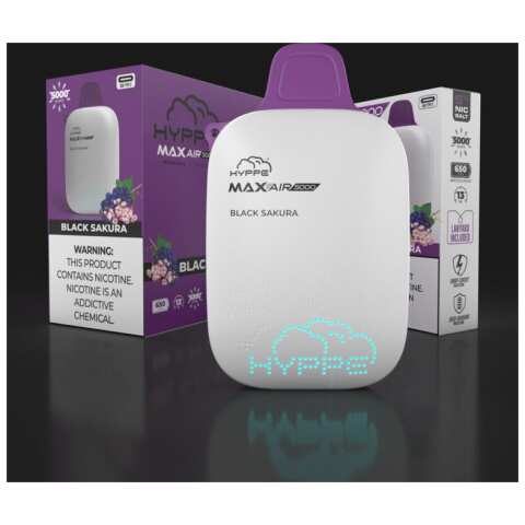 A Black Sakura Hyppe Max AIR e-liquid vape by Vape4Less.