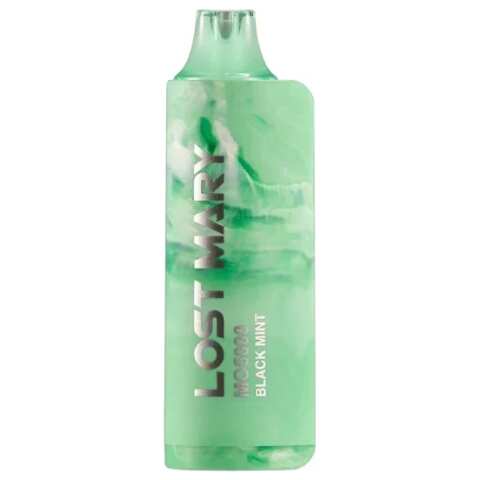 A 5ml Black Mint Lost Mary MO5000 e-liquid vape by Vape4Less.