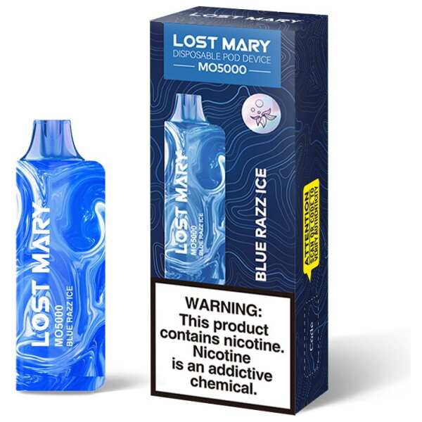 A 5ml Blue Razz Ice Lost Mary MO5000 e-liquid vape by Vape4Less.