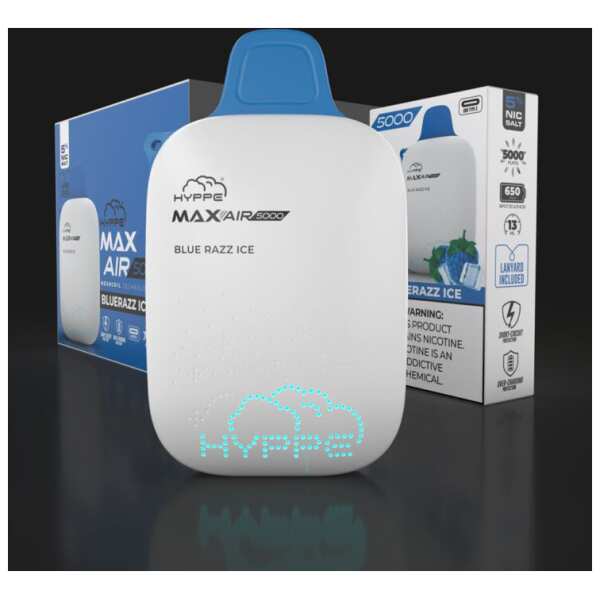 A Blue Razz Ice Hyppe Max AIR e-liquid vape by Vape4Less.