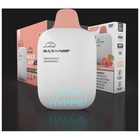 A Grapefruit Raspberry Hyppe Max AIR e-liquid vape by Vape4Less.