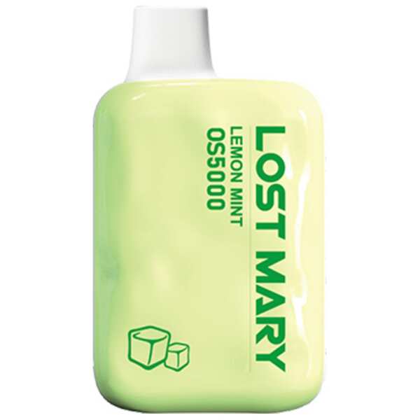 A Lemon Mint Lost Mary OS5000 e-liquid vape by Vape4Less.