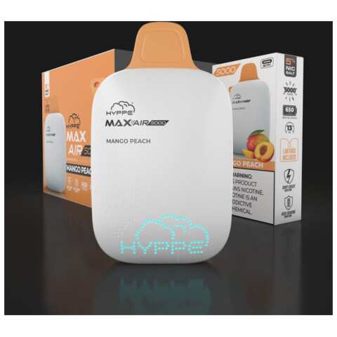 A Mango Peach Hyppe Max AIR e-liquid vape by Vape4Less.