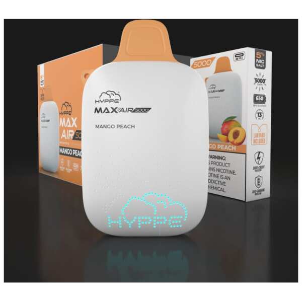 A Mango Peach Hyppe Max AIR e-liquid vape by Vape4Less.