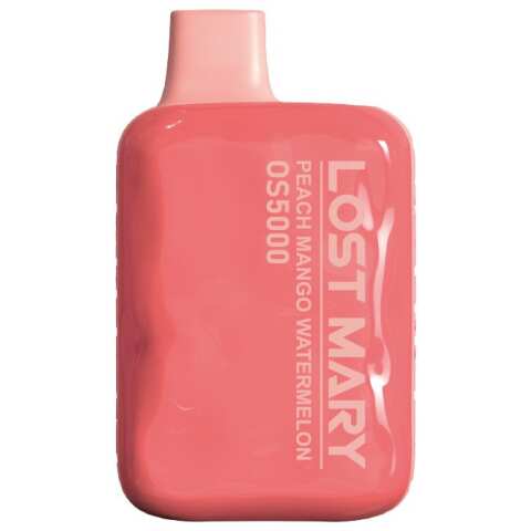 A Peach Mango Watermelon Lost Mary OS5000 e-liquid vape by Vape4Less.