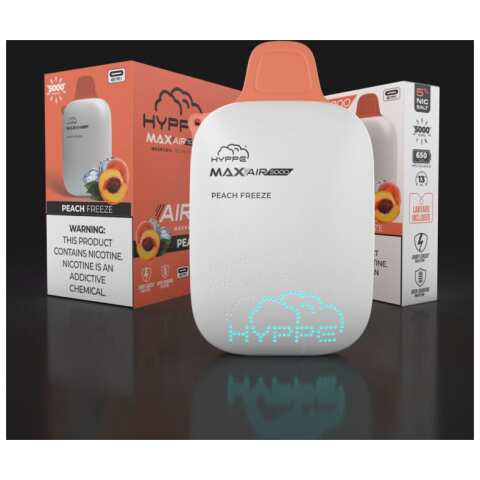 A Peach Freeze Hyppe Max AIR e-liquid vape by Vape4Less.