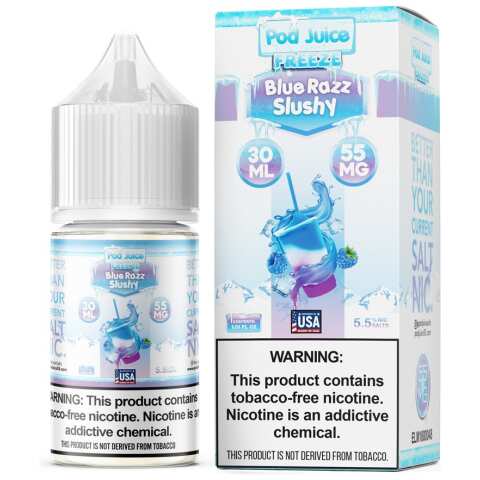 A 30ml bottle of Pod-Juice-DUO-Mockup-BRS-FREEZE-30ml by Vape4Less.