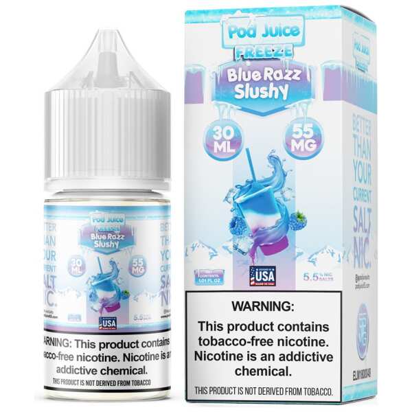 A 30ml bottle of Pod-Juice-DUO-Mockup-BRS-FREEZE-30ml by Vape4Less.