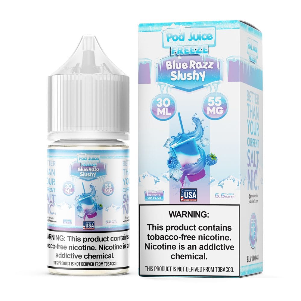 A 30ml bottle of Pod-Juice-DUO-Mockup-BRS-FREEZE-30ml by Vape4Less.