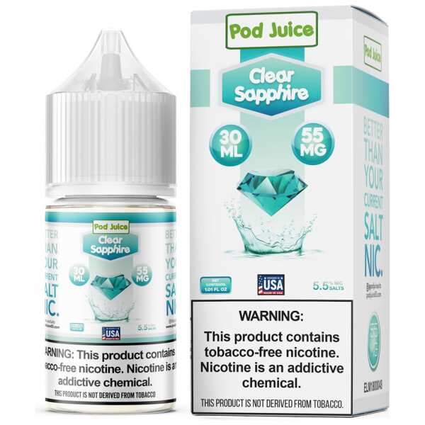 A 30ml bottle of Pod-Juice-DUO-Mockup-CLEARS-30ml by Vape4Less.