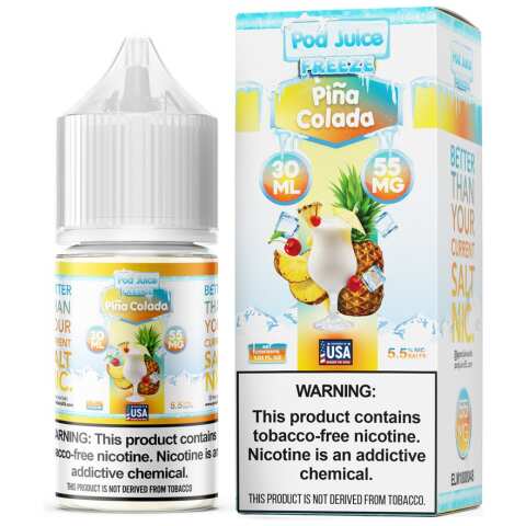 A 30ml bottle of Pina Colada Freeze Pod Juice pina colada freeze flavor e-liquid by Vape4Less.