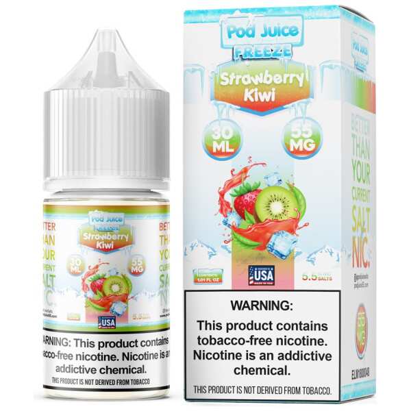 A 30ml bottle of Pod-Juice-DUO-Mockup-SK-FREEZE-30ml by Vape4Less.