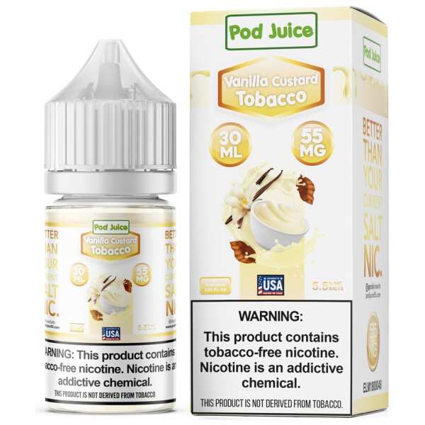 A 30ml bottle of Pod-Juice-DUO-Mockup-VCT-DESSERTS-30ml by Vape4Less.
