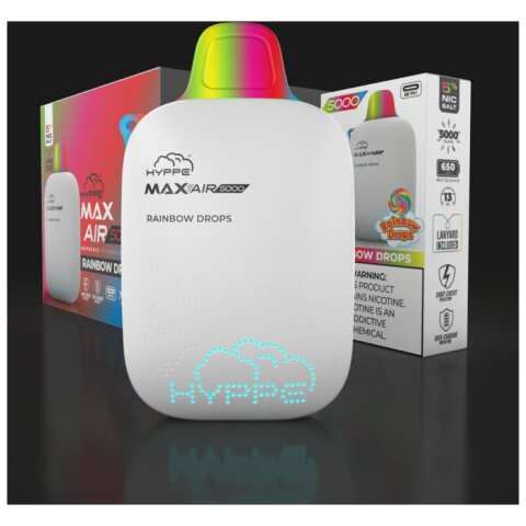 A Rainbow Drops Hyppe Max AIR e-liquid vape by Vape4Less.