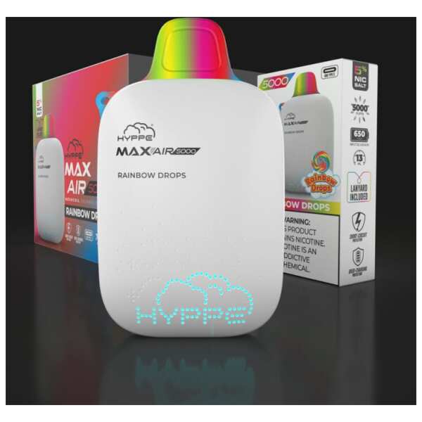 A Rainbow Drops Hyppe Max AIR e-liquid vape by Vape4Less.