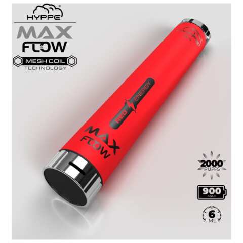 A Red Energy Hyppe Max Flow red energy flavor e-liquid by Vape4Less.