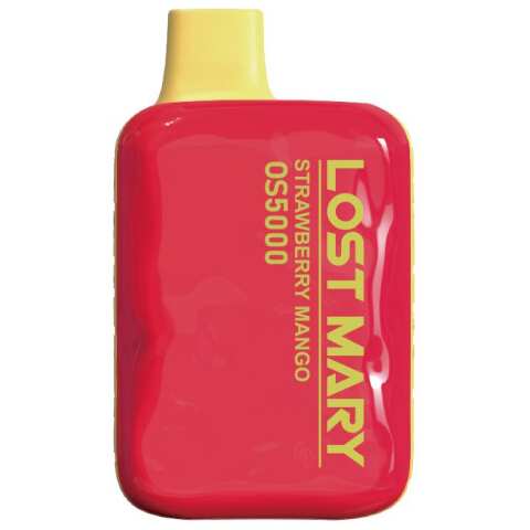 A Strawberry Mango Lost Mary OS5000 e-liquid vape by Vape4Less.