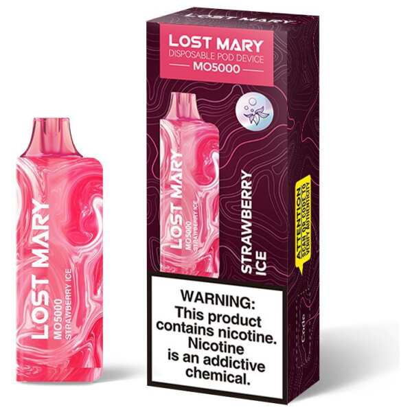 A 5ml Strawberry Ice Lost Mary MO5000 e-liquid vape by Vape4Less.
