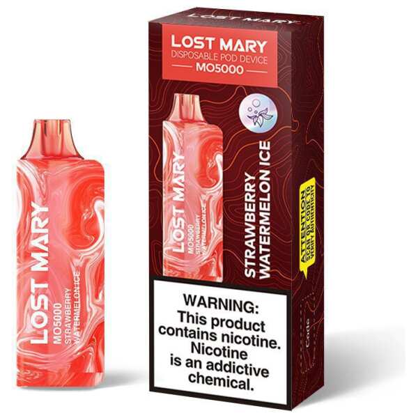 A 5ml Strawberry Watermelon Ice Lost Mary MO5000 e-liquid vape by Vape4Less.