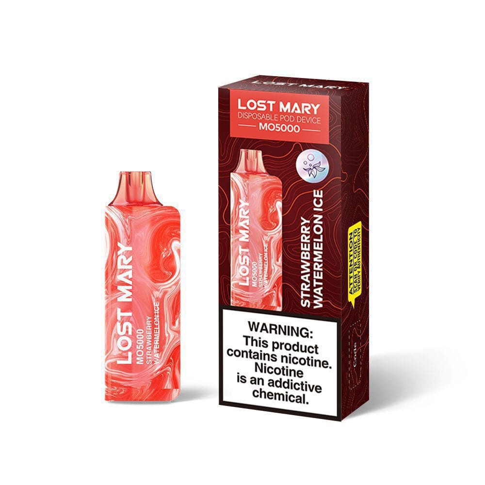 A 5ml Strawberry Watermelon Ice Lost Mary MO5000 e-liquid vape by Vape4Less.