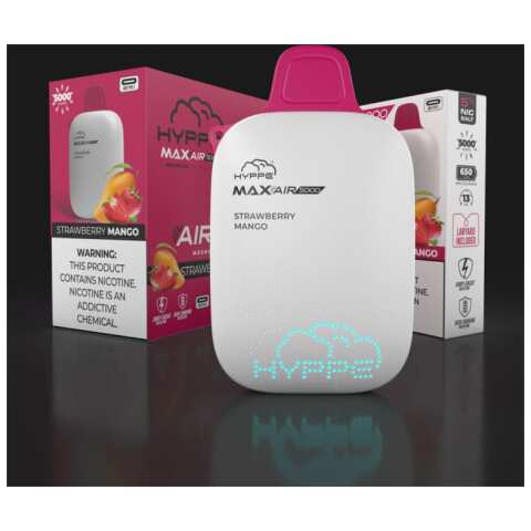 A Strawberry Mango Hyppe Max AIR e-liquid vape by Vape4Less.