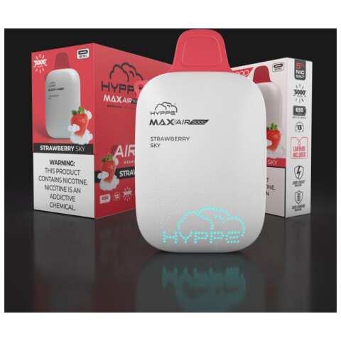 A Strawberry Sky Hyppe Max AIR e-liquid vape by Vape4Less.