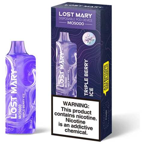 A 5ml Triple Berry Ice Lost Mary MO5000 e-liquid vape by Vape4Less.