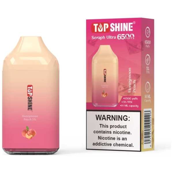 A Honeymoon Peach Topshine Ultra 6500 by Vape4Less.