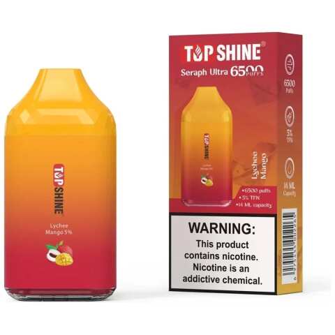 A Lychee Mango Topshine Ultra 6500 by Vape4Less.