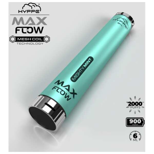 A Mighty Mint Hyppe Max Flow mighty mint flavor e-liquid by Vape4Less.