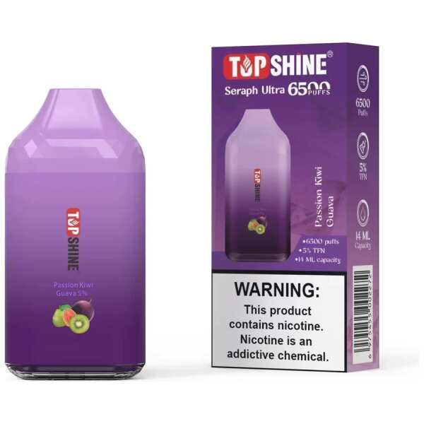 A Passion Kiwi Guava Topshine Ultra 6500 by Vape4Less.