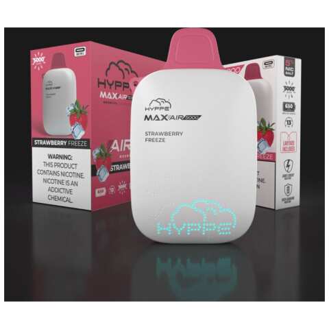 A Strawberry Freeze Hyppe Max AIR e-liquid vape by Vape4Less.