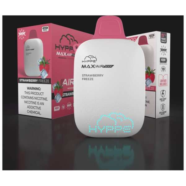 A Strawberry Freeze Hyppe Max AIR e-liquid vape by Vape4Less.