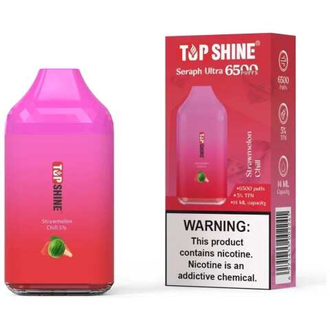 A Strawmelon Chill Topshine Ultra 6500 by Vape4Less.