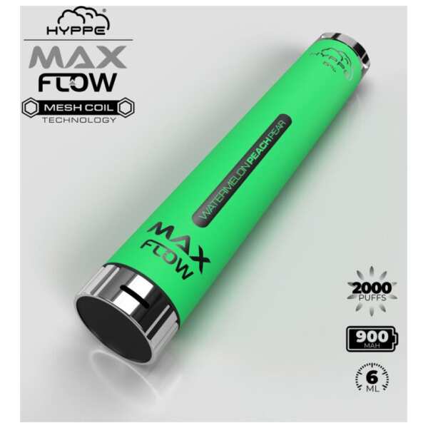 A Watermelon Peach Pear Hyppe Max Flow watermelon peach pear flavor e-liquid by Vape4Less.