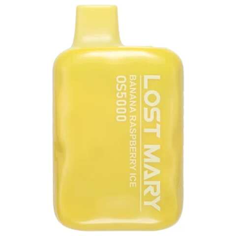 A Banana Raspberry Ice Lost Mary OS5000 e-liquid vape by Vape4Less.