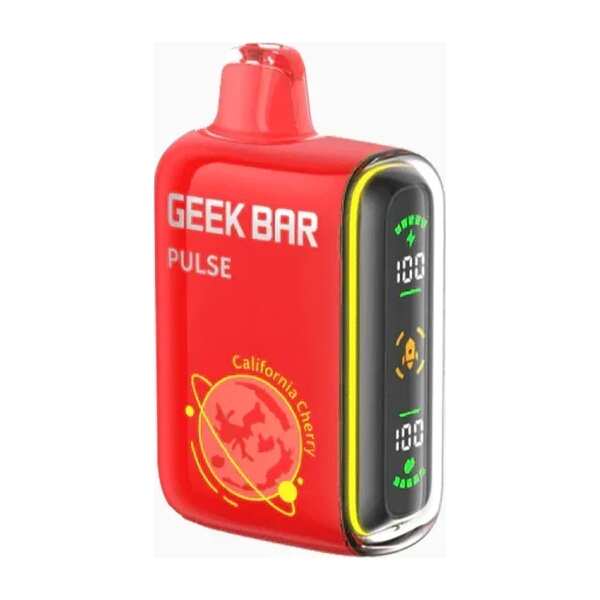 A 16ml California Cherry Geek Bar Pulse by Vape4Less.