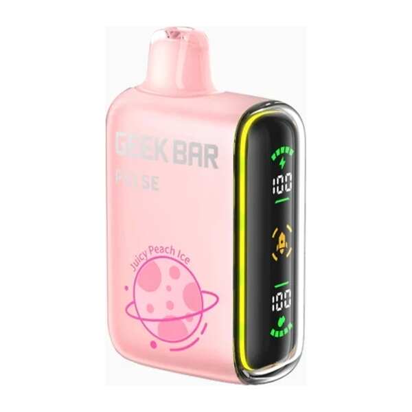 A 16ml Juicy Peach Ice Geek Bar Pulse by Vape4Less.