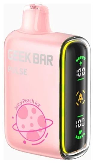 A 16ml Juicy Peach Ice Geek Bar Pulse by Vape4Less.