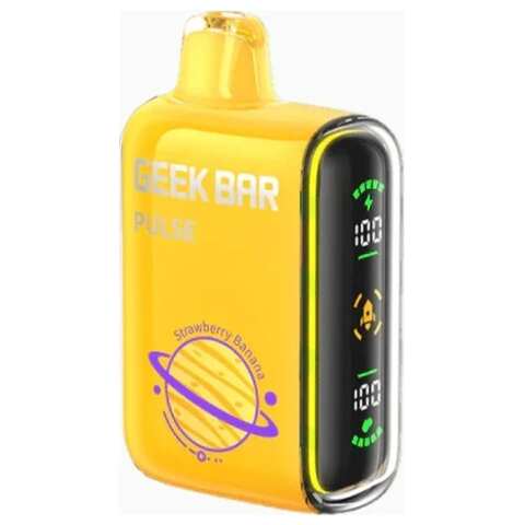 A 16ml Strawberry Banana Geek Bar Pulse by Vape4Less.