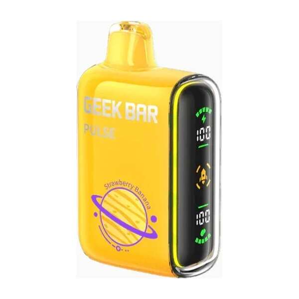 A 16ml Strawberry Banana Geek Bar Pulse by Vape4Less.