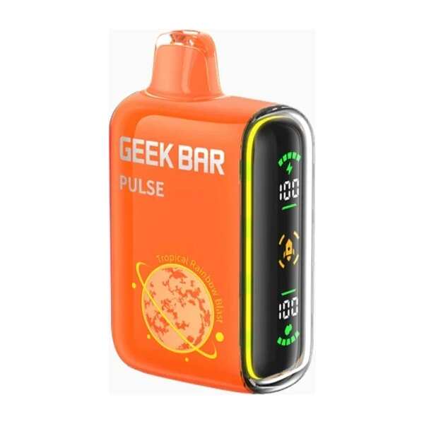 A 16ml Tropical Rainbow Blast Geek Bar Pulse by Vape4Less.