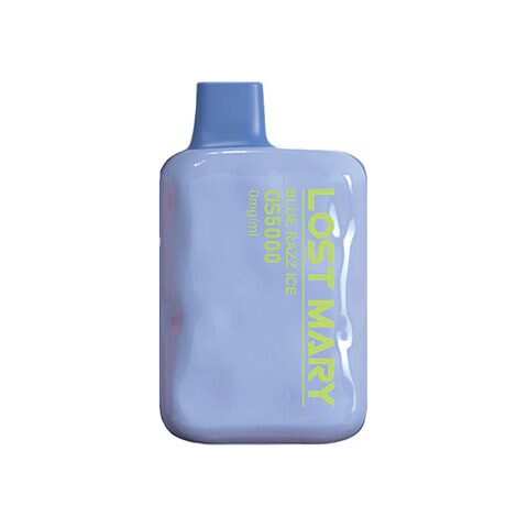 A Blue Razz Ice Lost Mary OS5000 Zero Nic e-liquid vape by Vape4Less.