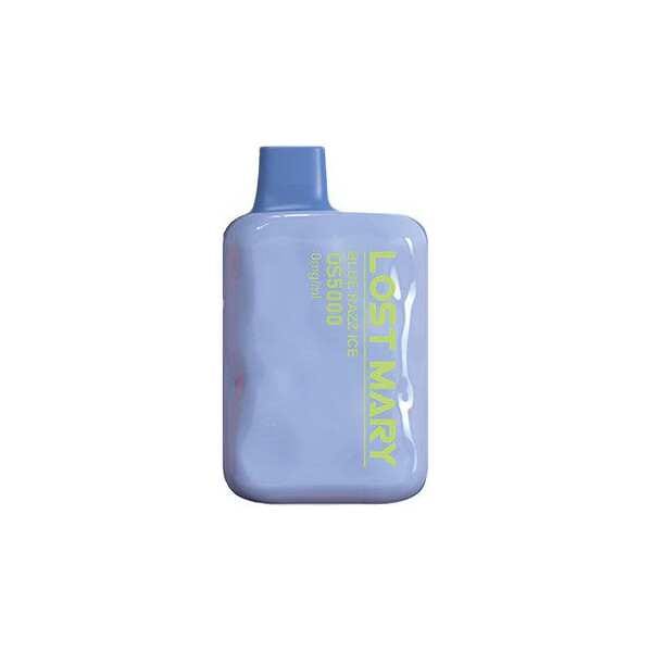 A Blue Razz Ice Lost Mary OS5000 Zero Nic e-liquid vape by Vape4Less.