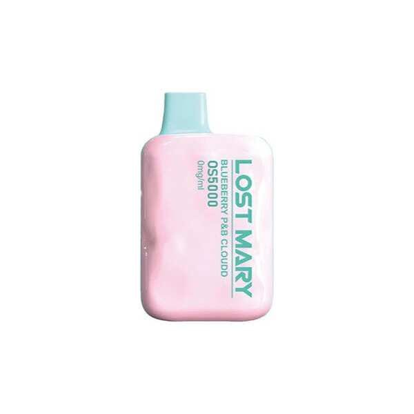 A Blue Cotton Candy Lost Mary OS5000 Zero Nic e-liquid vape by Vape4Less.