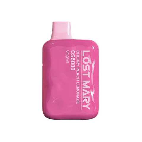 A Cherry Peach Lemonade Lost Mary OS5000 Zero Nic e-liquid vape by Vape4Less.